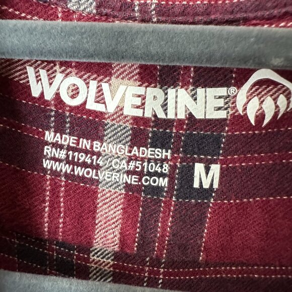 Wolverine Women's Flannel Button Down Shirt - Medium, Burgundy/Maroon - Picture 4 of 6